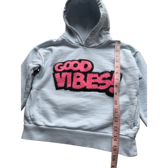 ZARA Girls Good Vibes Baby Blue Hoodie - Picture 8 of 9